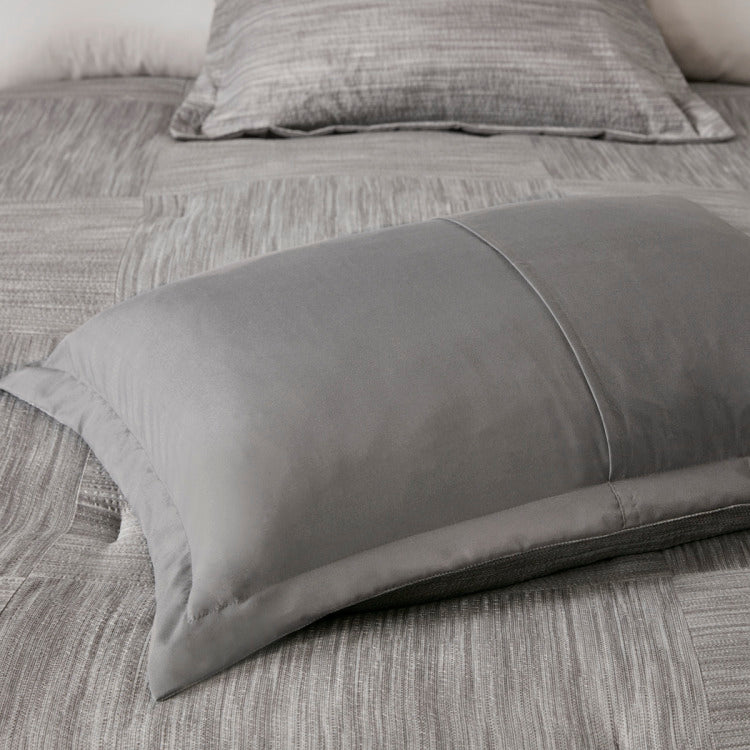 7 Piece Printed Seersucker Comforter Set Grey Queen