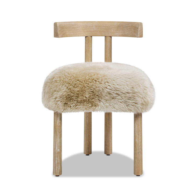 Arden 19.5" Genuine Sheepskin Fur Split Back Dining Chair Natural Blonde Genuine Fur