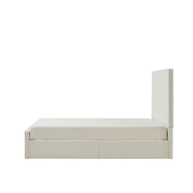 Lucas Tall Headboard Upholstered Bed 52" High Headboard Elegant Simplicity No Box Spring Needed Easy Assembly Queen Coconut Micro Suede