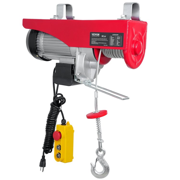 Electric Hoist, 1320 Lbs Lifting Capacity, 1150W 110V Electric Steel Wire Winch With 14Ft Wired Remote Control, 40Ft Single Cable Lifting Height & Pure Copper Motor, For Garage Warehouse Factory
