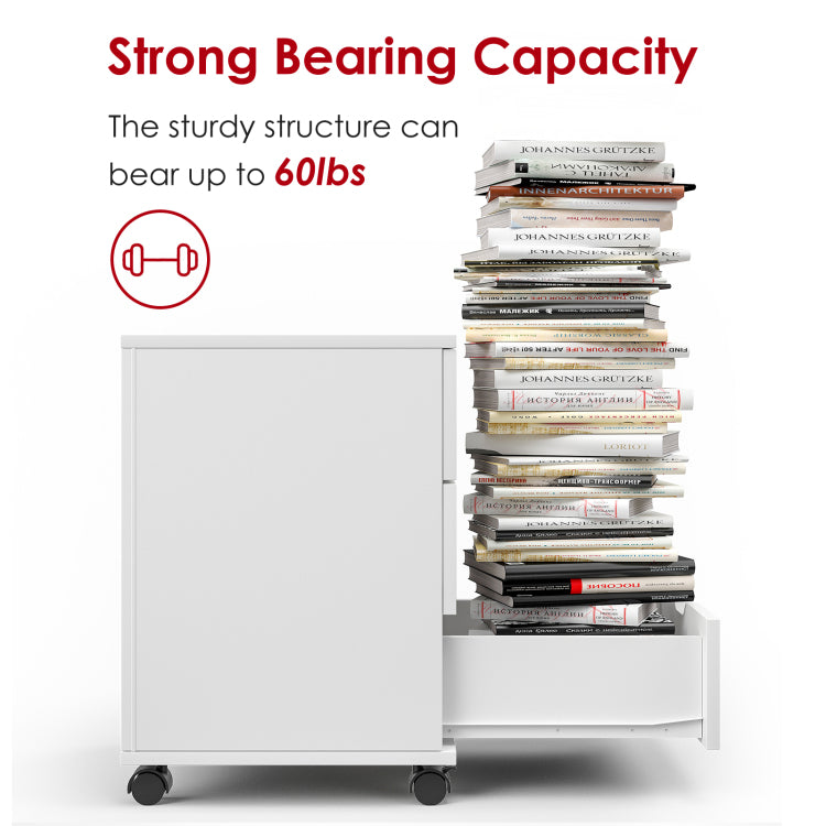 3 Drawer Vertical Filing Cabinet Rolling Wood Mobile File Cabinets Under Desk For Home Office With Casters Non Assembled