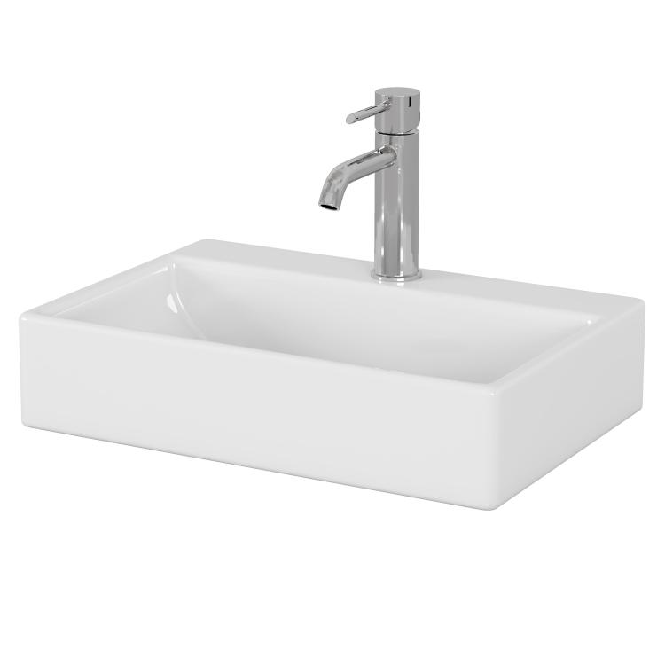 20.6" Square Ceramic Vessel Sink Premium White Above Counter Basin