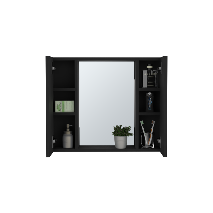 Artemisa Medicine Cabinet, Double Door, Mirror, One External Shelf Black