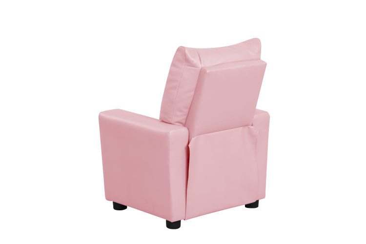 Perline 23"W Pink Pu Leather Kids Recliner Chair With Cupholder