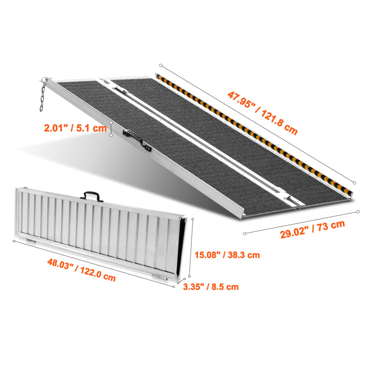 Portable Wheelchair Ramp, 4 Ft 800 Lbs Capacity, Non Slip Aluminum Folding Threshold Ramp, Foldable Mobility Scooter Ramp Wheel Chair Ramp, Handicap Ramp For Home Steps, Stairs, Doorways, Curbs