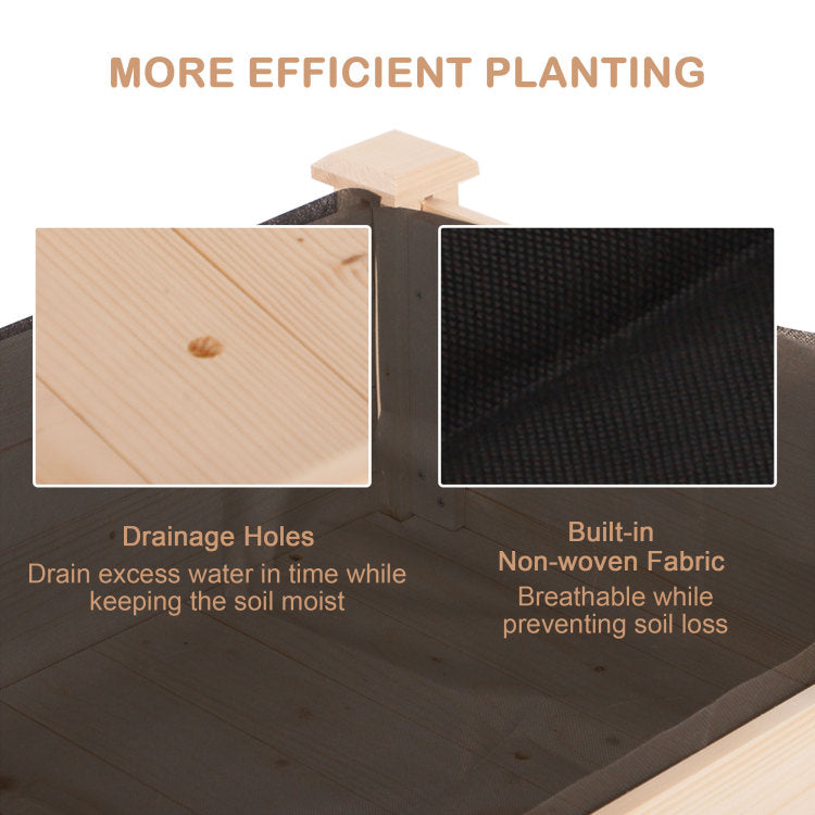 Outsunny Raised Garden Bed With Legs, 48" X 22" X 30", Elevated Wooden Planter Box, Self Draining With Bed Liner For Vegetables, Herbs, And Flowers Backyard, Patio, Balcony Use, Natural