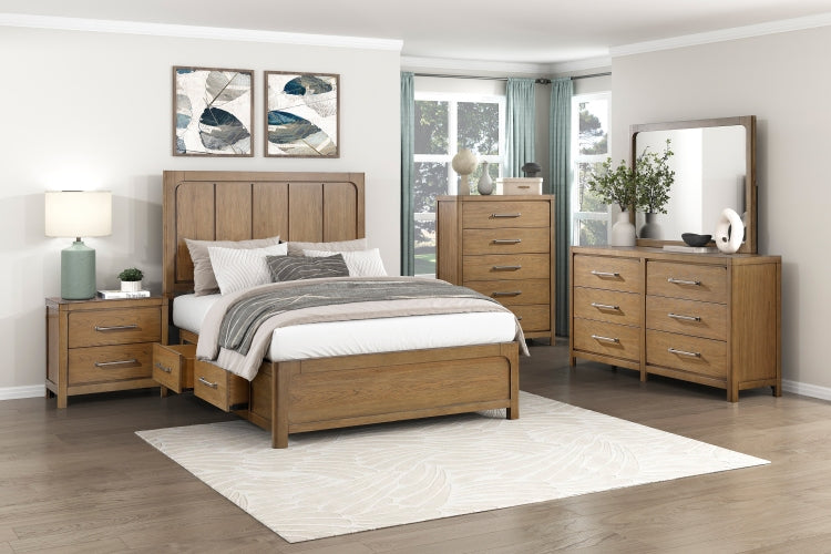 Light Brown Finish 2 Drawer Nightstand With Power Outlets Usb Ports Modern Bedroom Furniture 1Pc Bedside Table