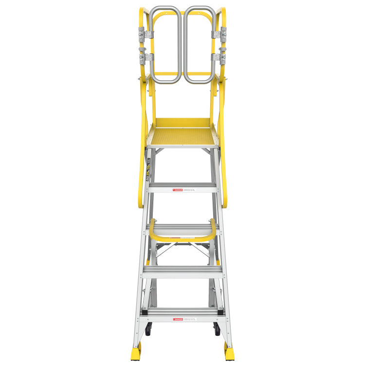 5 Step 375Lbs Aluminum Rolling Platform Ladder