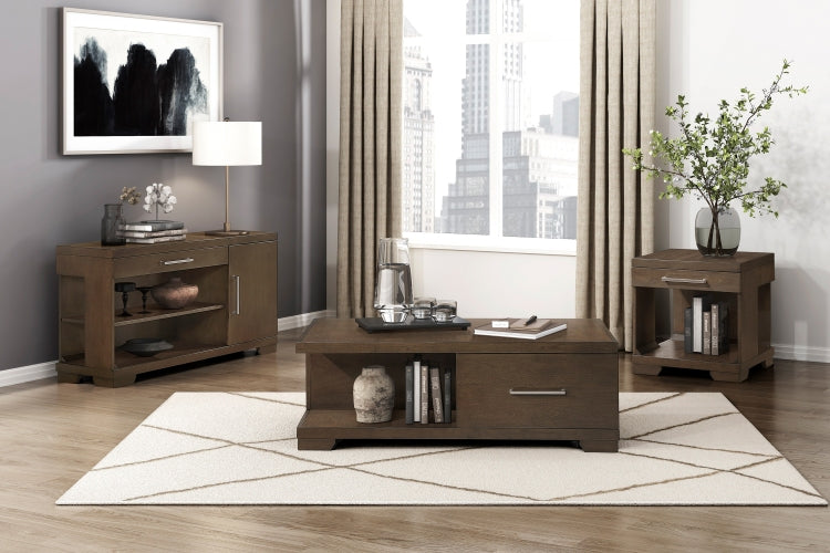 Modern Design End Table Espresso Finish Dovetail Drawer Open Shelf Contemporary Living Room Wooden Furniture 1Pc