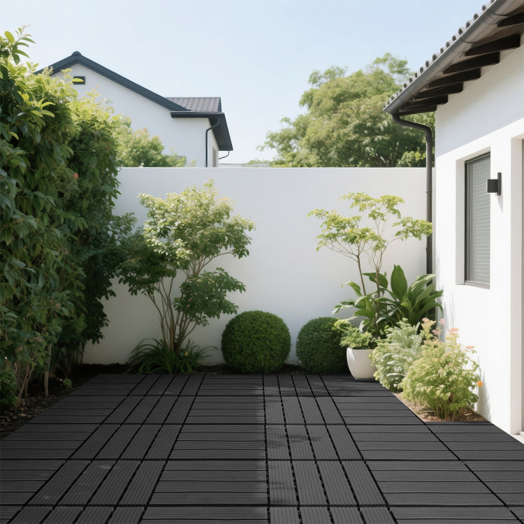 Plastic Interlocking Decking Tiles, 44 Packs Of Terrace Decking Tiles, 12 Inches X 12 Inches Waterproof For All Weather Use, Backyard Pool Decking Tiles, Dark Gray