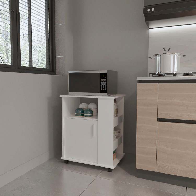 Correy 4 Shelf Microwave Cabinet With Caster White
