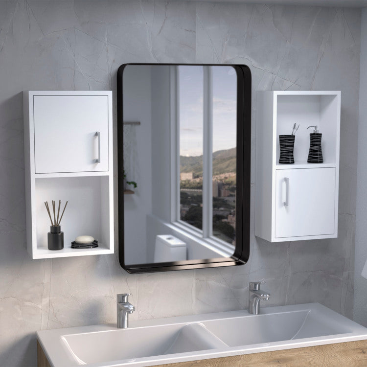 Wall Mounted Bathroom Medicine Cabinet Eak 24" H , Two Doors, Two Shelves,White