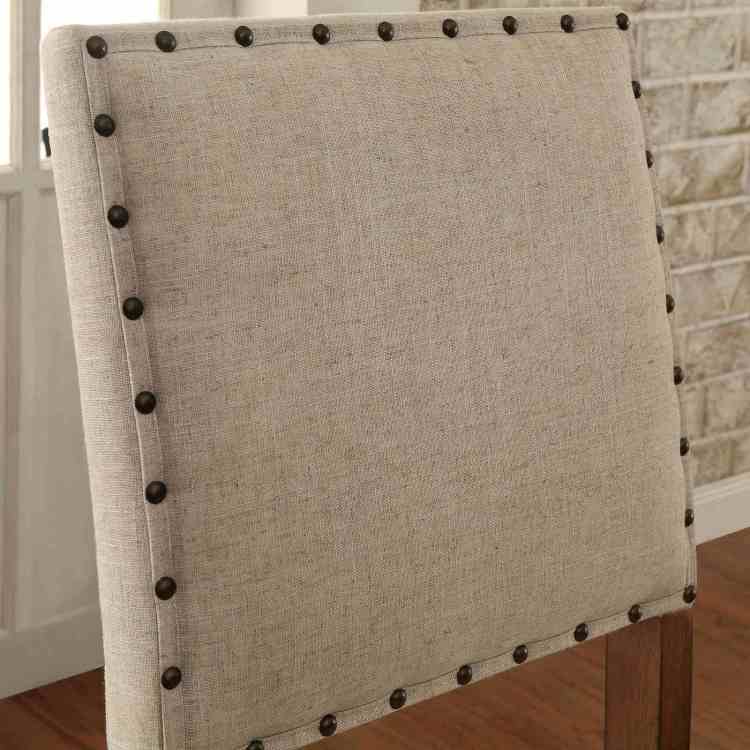 Rustic Style 2Pc Bar Chair Padded Seat And Back Nailhead Trim Rustic Oak Finish Dining Room