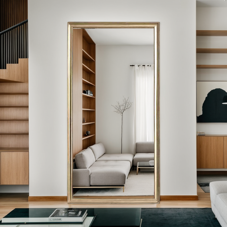 32*70Inch Full Body Floor Mirror With Artificial Wood Frame, Elegant Design And Durability, A Must Have For Bedrooms, Clothing Stores And Salons