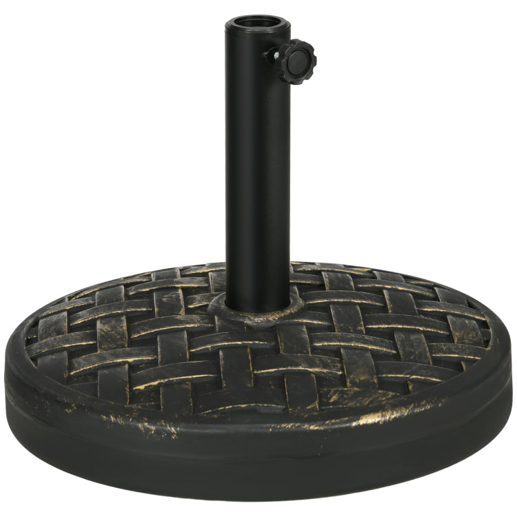 Outsunny 18" Patio Umbrella Base, 40 Lbs. Concrete Heavy Duty Umbrella Stand With Metal Umbrella Holder For 1.5" Or 2" Umbrella Poles, Round Market Umbrella Stand For Outdoor, Lawn, Poolside, Bronze