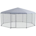 Pawhut Large Metal Chicken Coop Chicken Run For Chicken, Ducks And Rabbits With Waterproof And Anti Uv Cover, Walk In Poultry Cage Hen House For Outdoor And Yard Farm Use, 17' X 15.7' X 9'