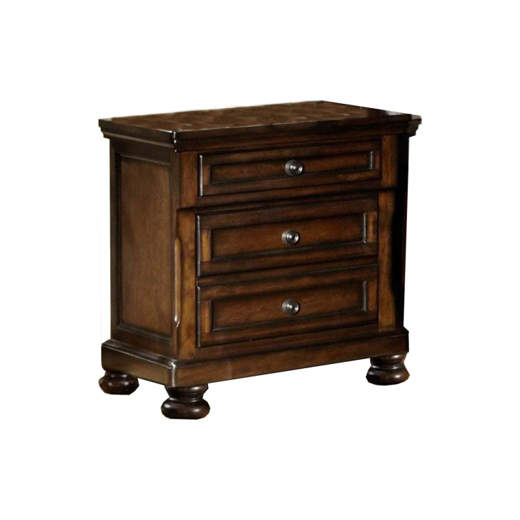 Classic Wooden Night Stand With 2 Drawers Brown