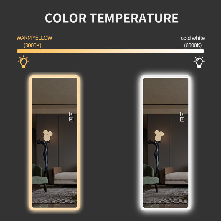 Full Length Mirror Lighted Vanity Body Mirror Led Mirror Wall Mounted Mirror Big Size Rounded Corners, Bedroom,Living Room,Dressing Room Hotel