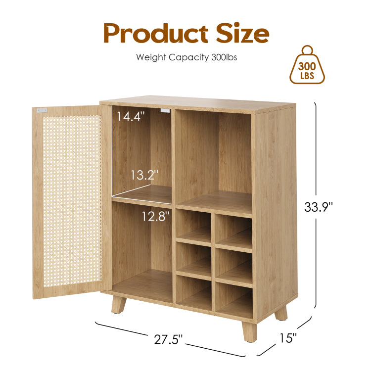 Sideboard Cabinet With Storage, 34 Inch Wine Bar Cabinet With Wine Racks, Buffet Cabinets For Home, Living Room