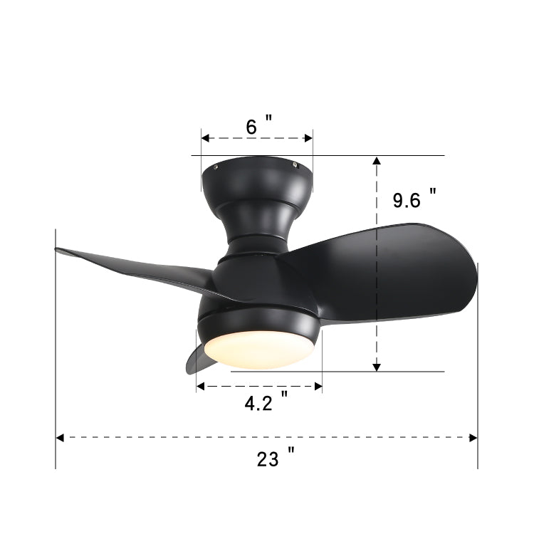 23 Inch Bedroom With 3 Abs Blades Remote Control Dc Motor Black With 18W Led Light
