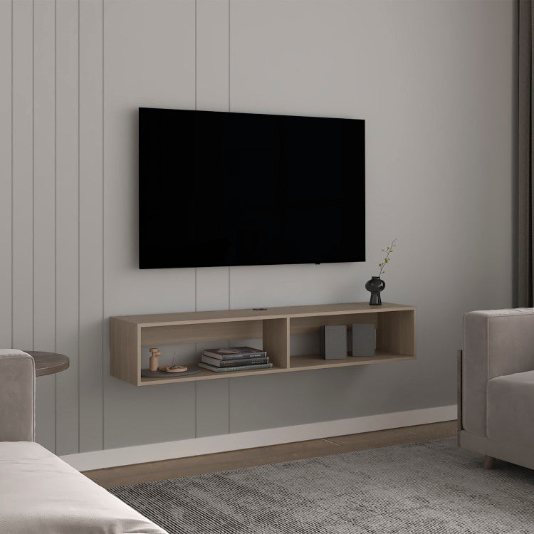 Tv Stand 10.4" H, With 2 Shelves, White Oak