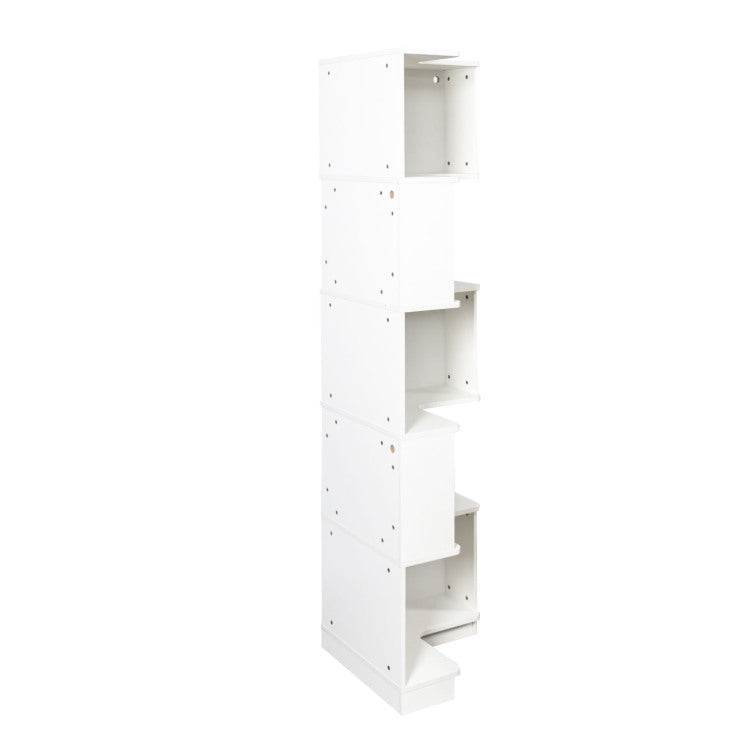 Corner Book Shelf 5 Tier Corner Bookshelf Bookcase With Baffle, Freestanding L Shaped Display Shelf Stand With Led Lights For Home Office, Living Room, Bedroom, Kitchen