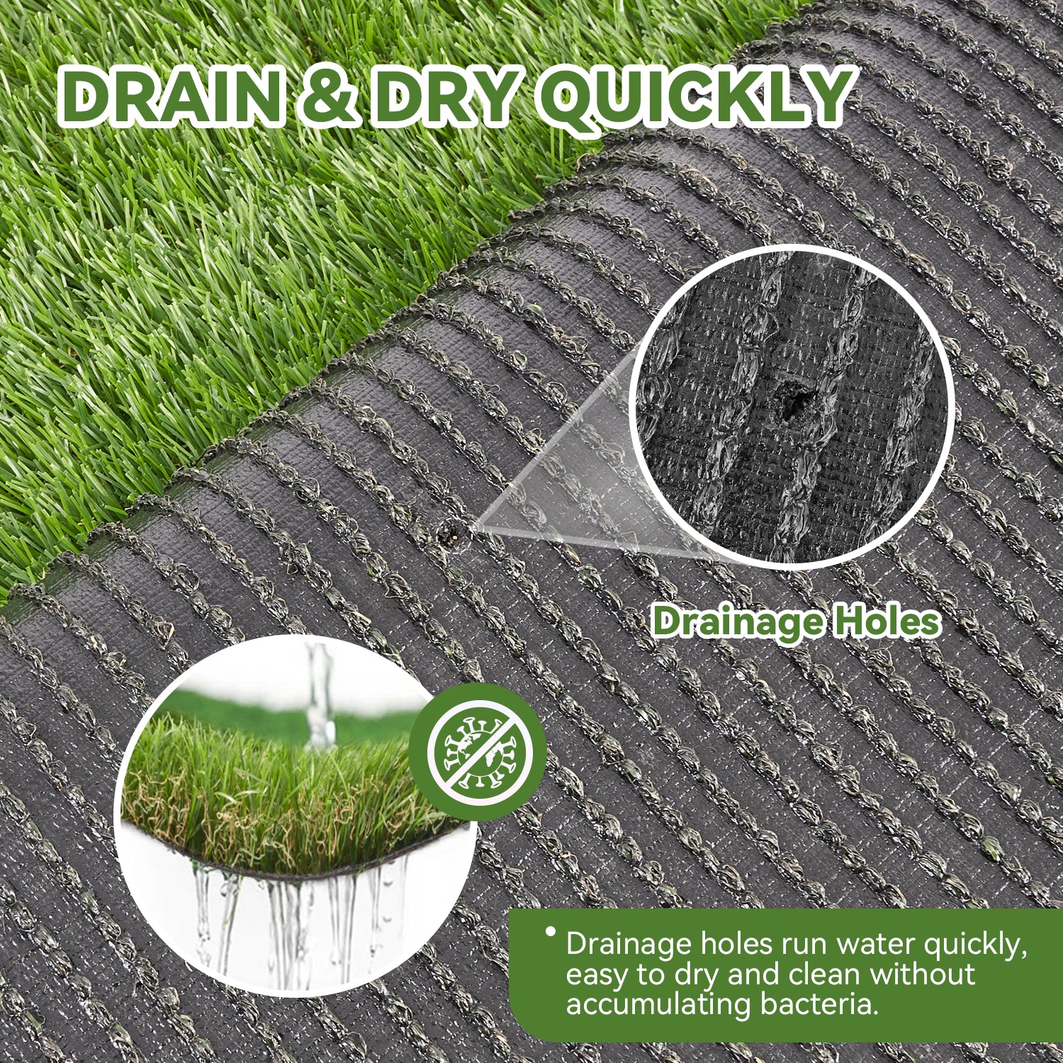 Grass Turf Outdoor Indoor, 7 Ft X 15 Ft Fake Grass, 1.38 Inch Outdoor Rug For Patio, Realistic Faux Grass Rug With Drain Holes