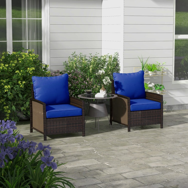 Outsunny 4 Piece Patio Chair Cushion And Back Pillow Set, Seat Replacement Patio, Cushions Set For Outdoor Garden Furniture, Navy Blue