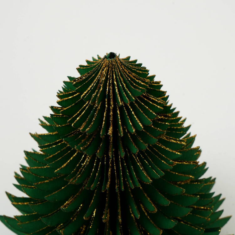 Handmade Green Paper Tree Festive Holiday D Cor 5.8X5.8X7"