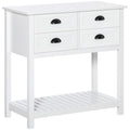 Homcom Coffee Bar Cabinet, Sideboard Buffet Cabinet, Kitchen Cabinet With 4 Drawers And Slatted Bottom Shelf For Kitchen, Living Room, White
