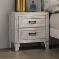 Bedside Table White Wash Finish Striking Elegant 1Pc Nightstand Contemporary Style Black Bar Pull 2 Drawers