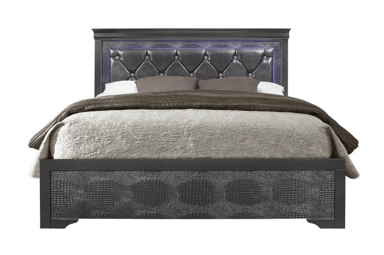 Shaker Grey Queen Bed With Led