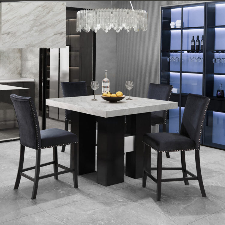 Mikha White Bar Table And Bar Stool Set