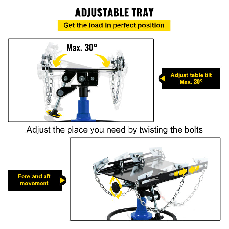 Transmission Jack, 33" 67" High Lift, 1100 Lbs Hydraulic Telescoping Transmission Jack, 2 Stage Floor Jack Stand 1 2 Ton Capacity With Foot Pedal, 360 Swivel Wheel, Garage Shop Lift Hoist