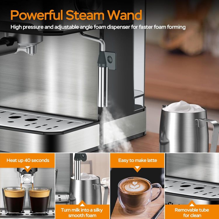 20 Bar Professional Espresso Machine With Milk Frother, Single & Double Shot, Ese Pod Compatible, Removable Water Tank For Cappuccino, Latte, & Macchiato Home Barista Edition