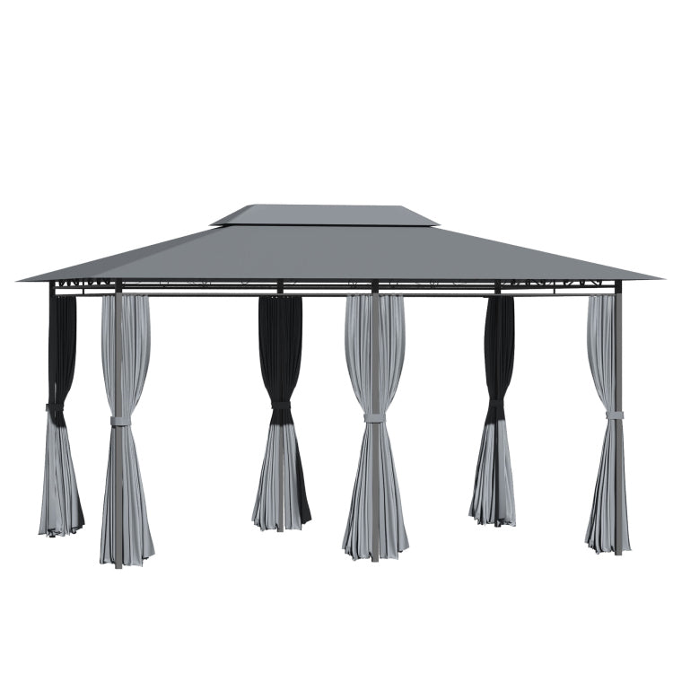 Outsunny 10' X 13' Patio Gazebo, Outdoor Gazebo Canopy Shelter With Curtains, Vented Roof, Steel Frame For Garden, Lawn, Backyard And Deck, Sage Gray