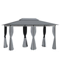 Outsunny 10' X 13' Patio Gazebo, Outdoor Gazebo Canopy Shelter With Curtains, Vented Roof, Steel Frame For Garden, Lawn, Backyard And Deck, Sage Gray