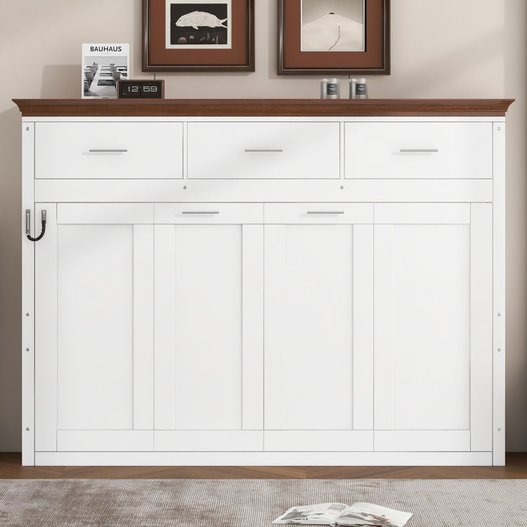 Twin Size Murphy Bed With 3 Drawers, White