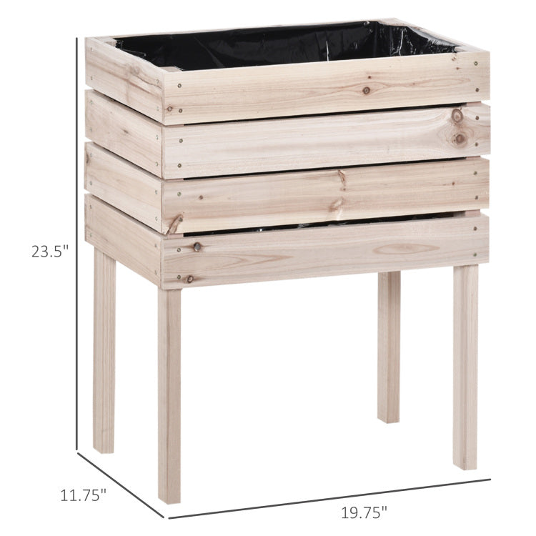 Outsunny 4Pcs Raised Garden Bed, Wooden Elevated Planter Box Kit With Bed Liner, Diy Shape, For Flowers Vegetables