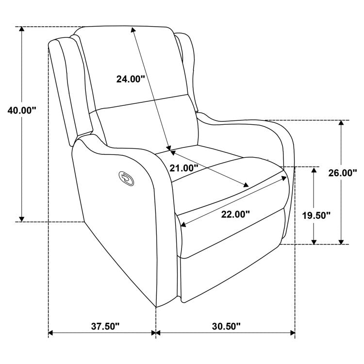 Cortland Ivory Upholstered English Arm Recliner Chair