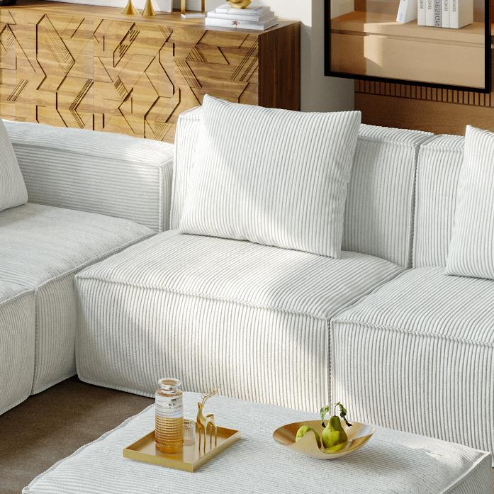 Belfin Modular Sectional Sofa, Convertible Tofu Block Sofa Floor Sofa Bed Armrest Comfy Sofa Bed Compressed Sofa Compression Sofa For Living Room Bedroom Chenille Fabric Beige