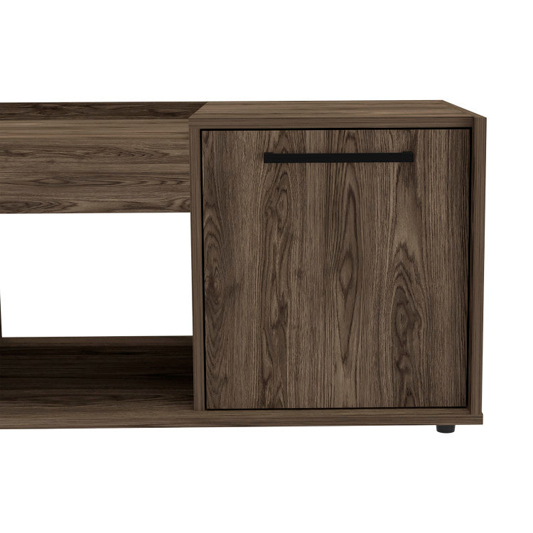 Velvet Coffee Table, One Open Shelf, Single Door Cabinet