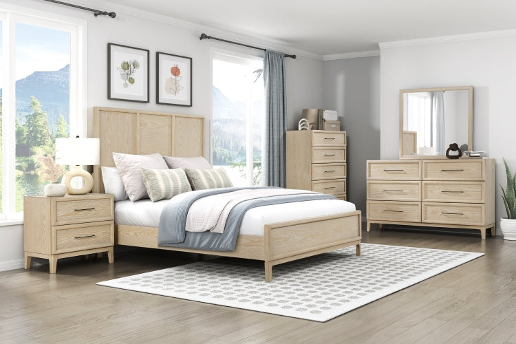 Contemporary Design Nightstand Of 2 Drawers Light Brown Finish Ball Bearing Glides Wooden Bedroom Furniture 1Pc Bedside Table