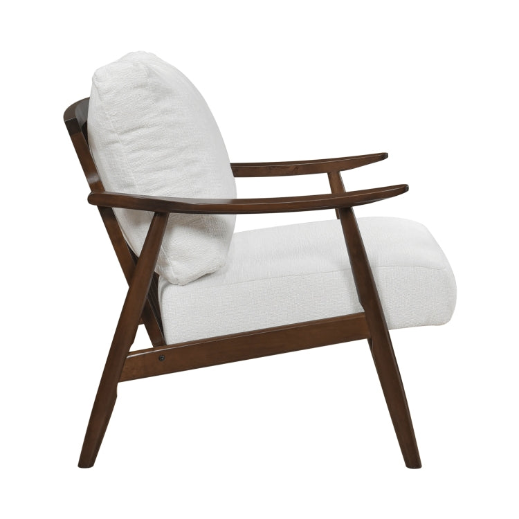 Modern Living Room 1Pc Beige Accent Chair Solid Wood Brown Finish Wooden Furniture