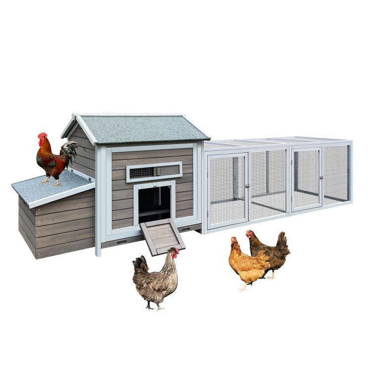 118 Wooden Chicken Coop Hen House Poultry Cage With Free Range Doors, Nesting Box,Leakproof Pull On Tray