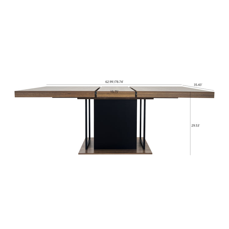 Rectangle Extendable Dining Table For 6 10 People Aged Effect Wood And Black 160 200 Cm
