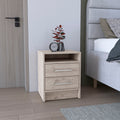 Eter Nightstand , End Table, Side Table Superior Top, Two Drawers Light Gray