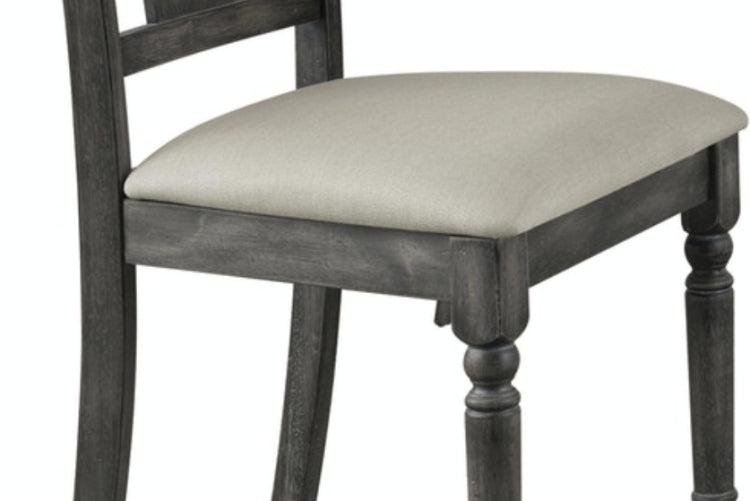 Wallace Tan Linen & Weathered Gray Finish Side Chair Set Of 2