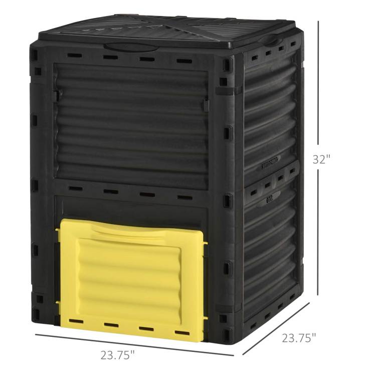 Outsunny Garden Compost Bin 80 Gallon Outdoor Large Capacity Composter Fast Create Fertile Soil Aerating Box, Easy Assembly, Yellow