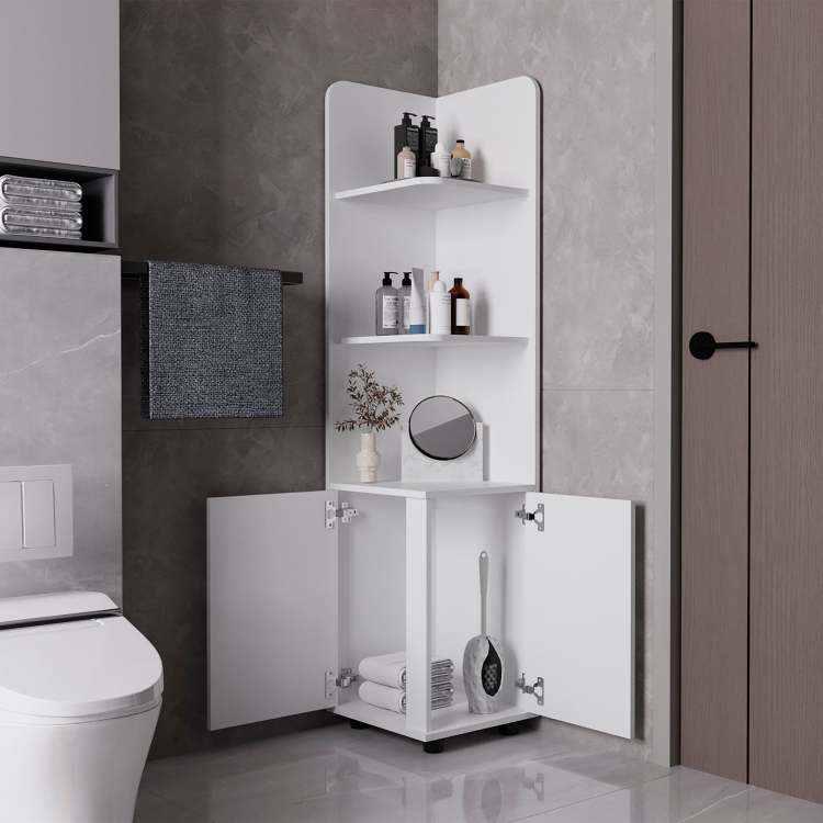 Klay 2 Door 4 Shelf Tall Storage Cabinet White